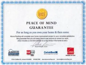 West Michigan roofers guarantee