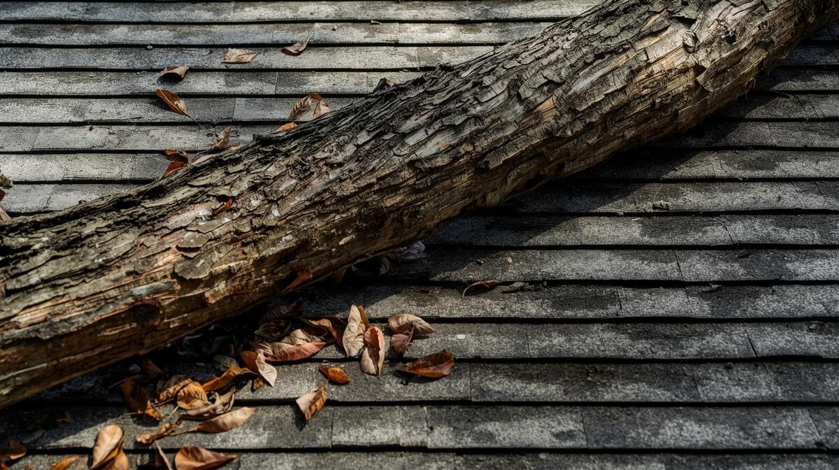 Storm-damaged home roof in Grand Rapids, Michigan