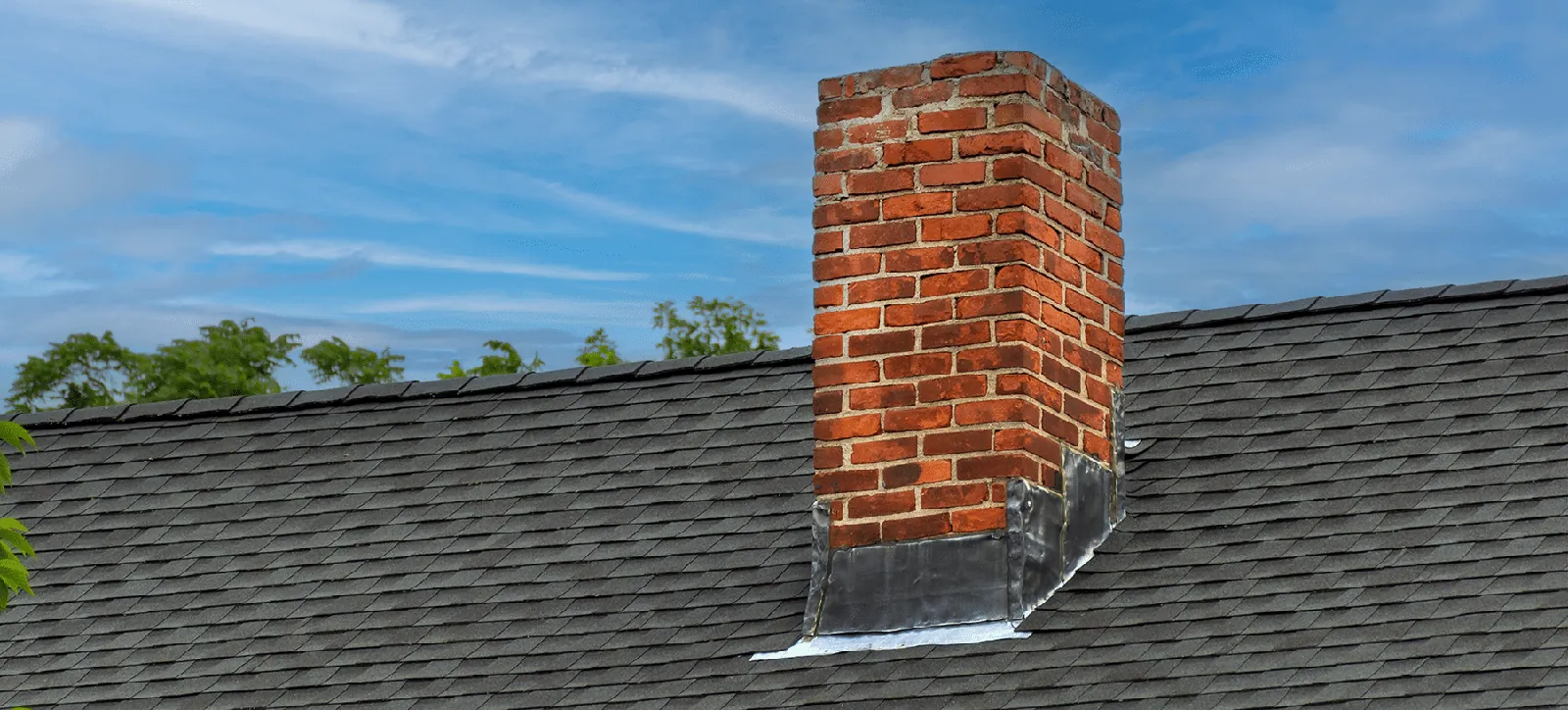 Chimney flashing on a residential home