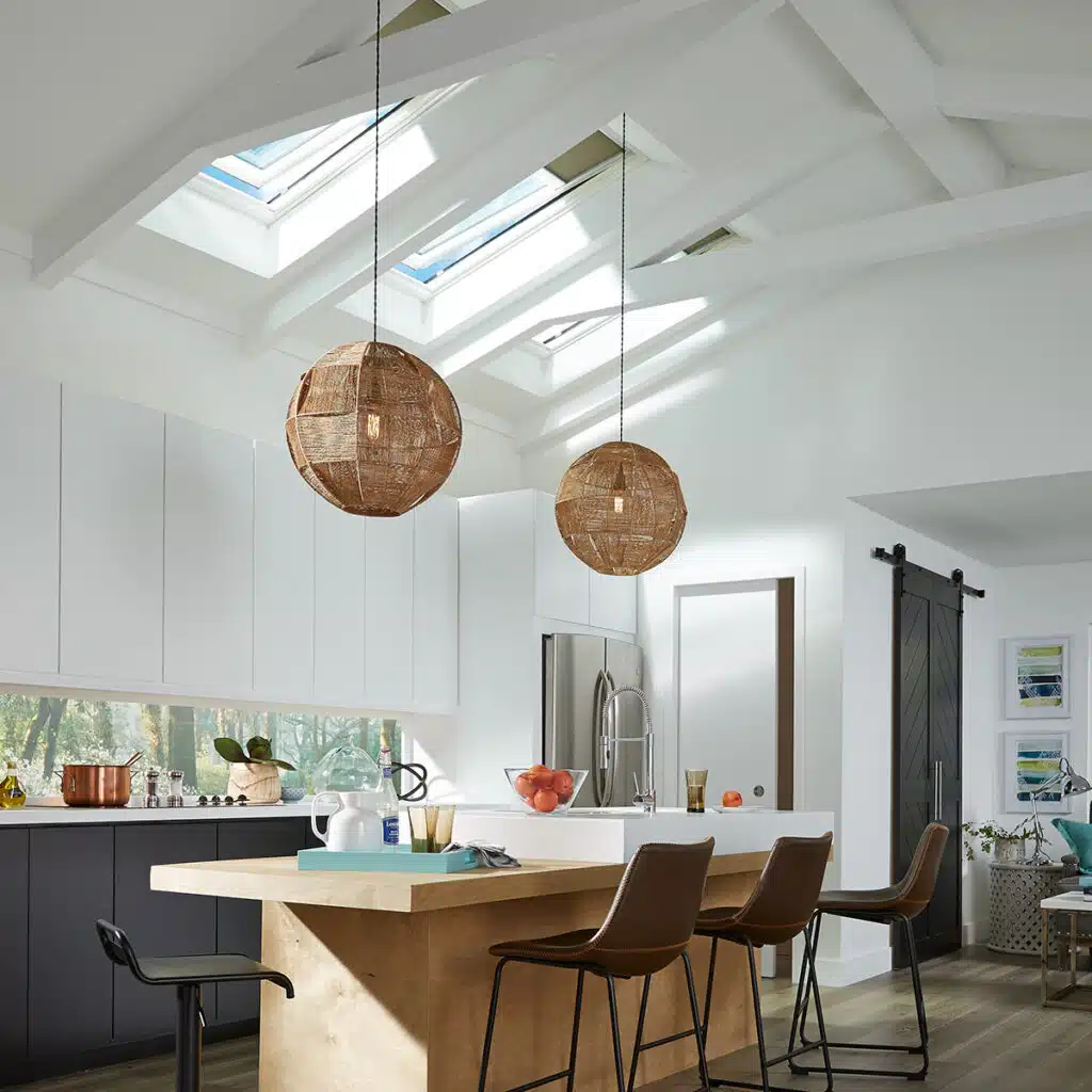Skylights in a kitchen
