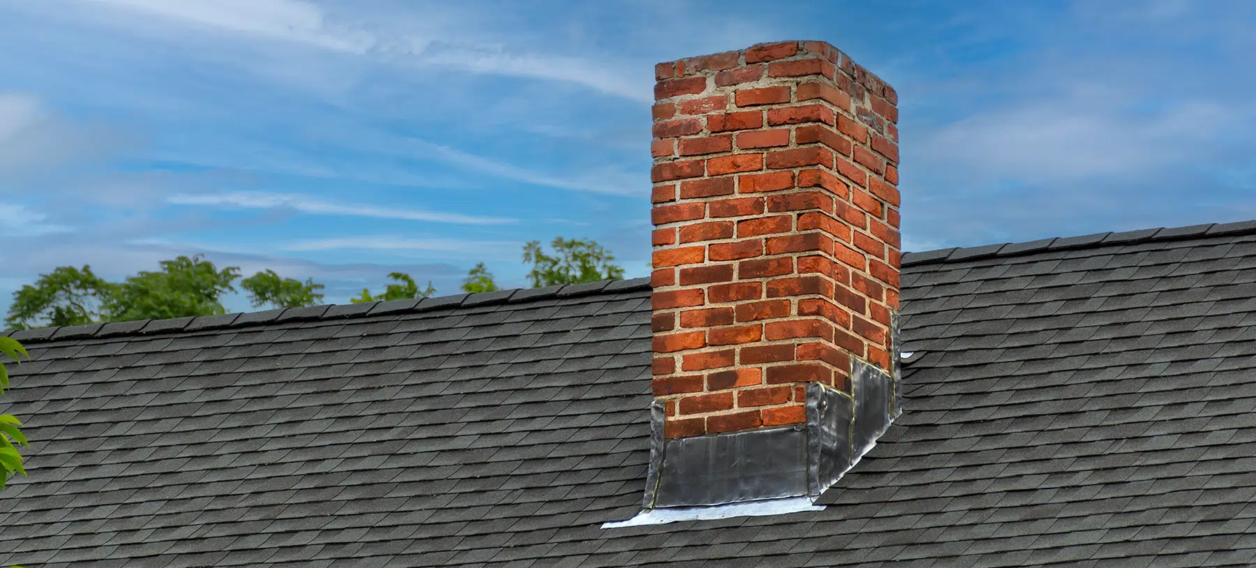 Chimney flashing on a residential home