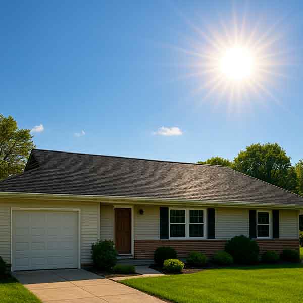 Summer sun beating down on a roof