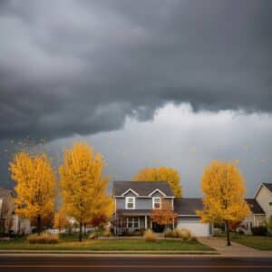 Stormy skies over grand rapids neighborhood