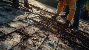 Roofers replacing roof